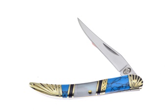 3" Mother Of Pearl w/Blue/Black Turquoise Small Toothpick