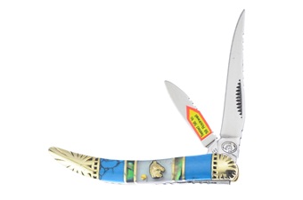 3" Turquoise/Abalone/Mother Of Pearl 2-Blade Toothpick