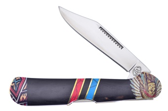 4.25" Silverhorse  Cape Buffalo Horn Red Blue Turquoise Midlock