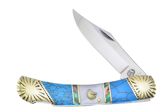 5" Turquoise/Abalone/Mother Of Pearl Lockback