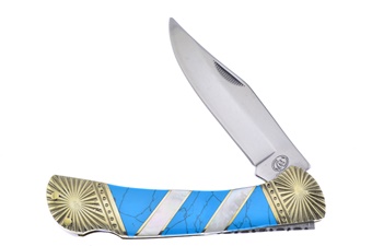4.5" Mother Of Pearl/Turquoise Lockback