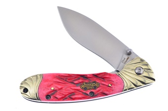 4.5" Dk Red Jigged Bone Liner Lock