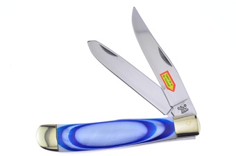 4.25" Blue Swirl Mother Of Pearl Trapper