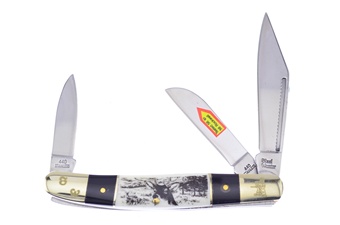 4" Deer Etch Cape Buffalo Horn/Smoothbone Wrangler