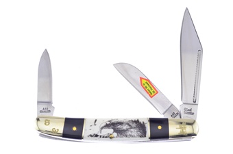 4" Eagle Etch Cape Buffalo Horn/Smoothbone Wrangler