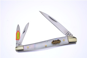 3.5" Steel Warrior Sheet Mother Of Pearl  Wharncliffe Whittler