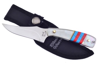 7" Mother Of Pearl Red Blue Turquoise Nylon Sheath