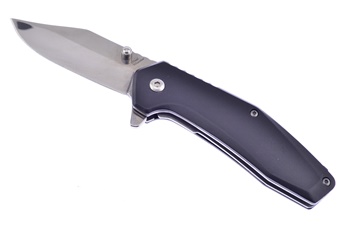 4" Black Aluminum w/Stainless Steel Satin Assisted Open