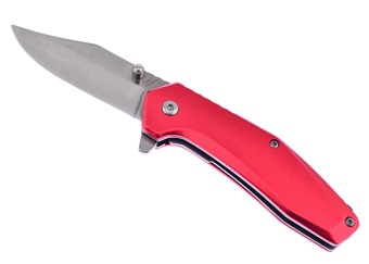 4" Red Aluminum Satin Stainless Steel Clip Blade