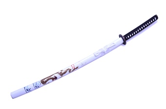 39" Fabric-Wrapped Katana w/White Dragon Scabbard