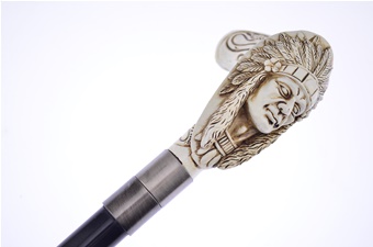 35.5" Indian Head Cane