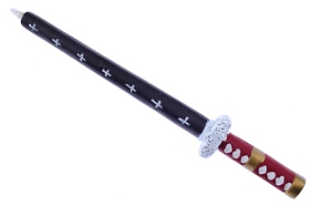 7.5" Black/White/Red Samurai Pen