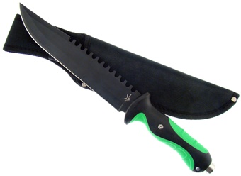 12" Composite Green/Black Bowie w/Sheath