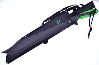 25" Green/Black Rubberized Machete w/Sheath
