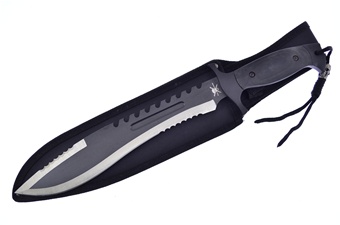 16" Black Rubber Bowie w/Sheath