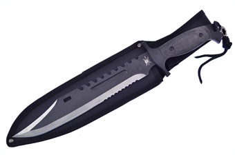 16" Black Rubber Bowie w/Sheath