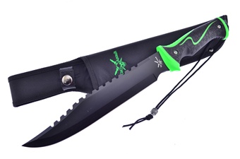 15" Black/Green Composite Bowie w/Sheath