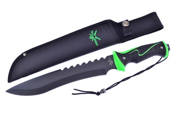 15" Black/Green Composite Bowie w/Sheath