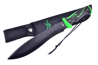 15" Black/Green Composite Bowie w/Sheath