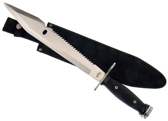 17" Black Rubberized Bowie w/Nylon Sheath