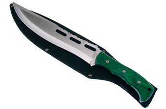 15.5" Green Pakkawood Bowie w/Sheath