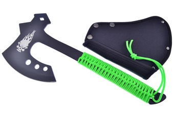 13" Black Stainless Steel Green Handle Deco Axe