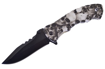 4.5" White Skull Camo Folder w/Clip