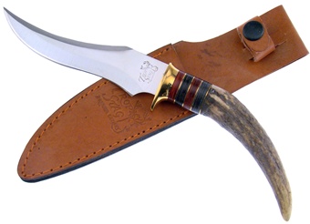 Trophy Stag Tip Bowie w/Sheath 11"