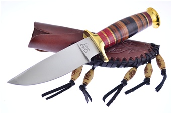 9.25" Stacked Leather Bowie w/Sheath