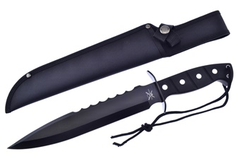 15" Black Rubberized Bowie w/Nylon Sheath