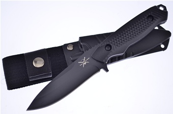 8" Black Abs Bowie w/Sheath
