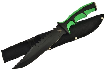 13" Green/Black Composite Bowie w/Sheath