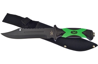 13" Composite Green/Black Bowie w/Sheath