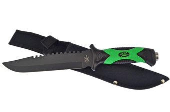 13" Composite Green/Black Bowie w/Sheath
