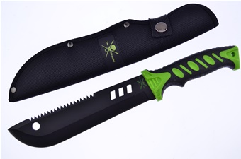 12" Green/Black Double Injection Bowie w/Sheath