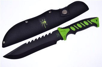 12" Green/Black Double Injection Bowie w/Sheath