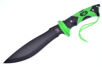 12" Black/Green Composite Bowie w/Nylon Sheath