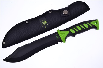 12" Green/Black Double Injection Bowie w/Sheath