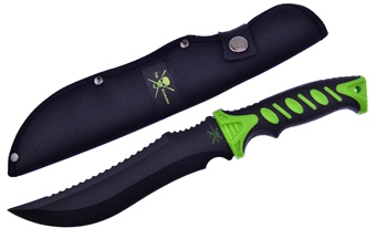 12" Green/Black Double Injection Bowie w/Sheath