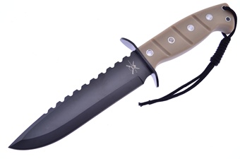 12'overall Tan Rubberized Handle Stainless Steel Black Blade