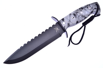 12" White Skull Camo Bowie w/Sheath