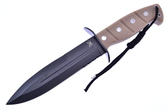 Tan Rubberized Handle Stainless Steel Black Bldw/Abs Sheath