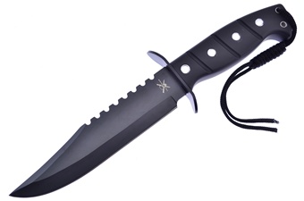 12" Black Rubberized Bowie w/Sheath