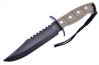 12"Overall Stainless Steel Black Blade w/Abs Sheath