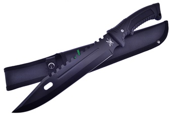 15" Black Rubberized Bowie w/Nylon Sheath