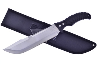 15"Black Abs Bowie w/Nylon Sheath