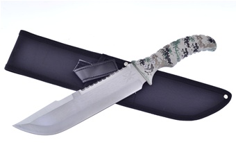 15"Overall Green Abs Bowie W Nylon Sheath