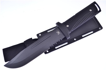 12"Overall Black Blade /Rubberized Handle w/Sheath