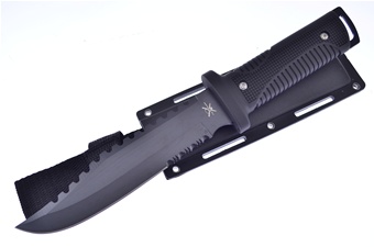 12" Black Rubber Bowie w/Sheath