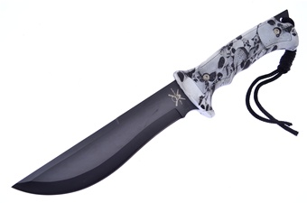 12" White Skull Camo Composite Bowie w/Sheath